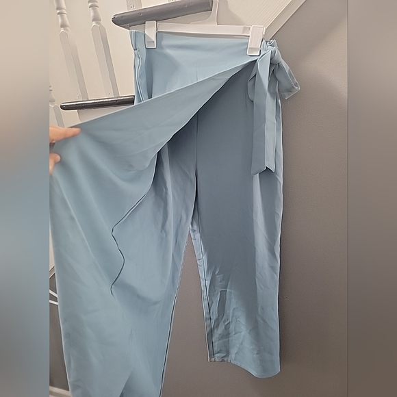 NEW Halara Blue High Waist Tie Side Zip Wide Leg Work Pants Size XL Petite - Picture 3 of 5